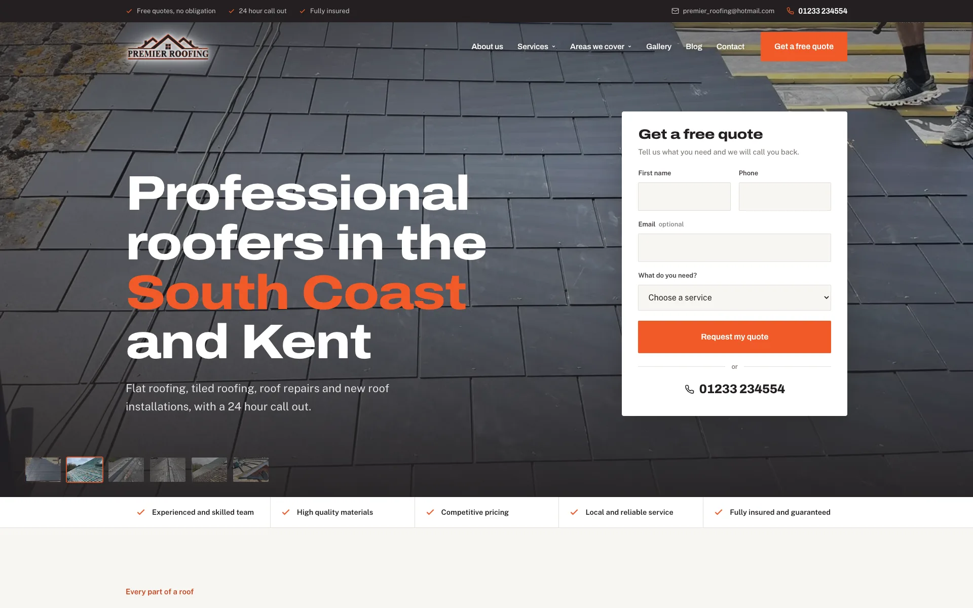 Premier Roofing desktop screenshot