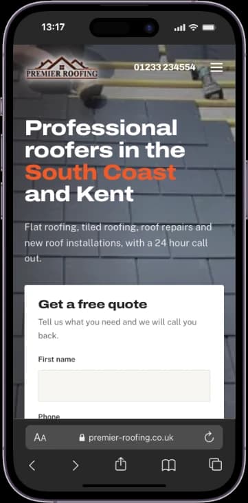 Premier Roofing mobile screenshot