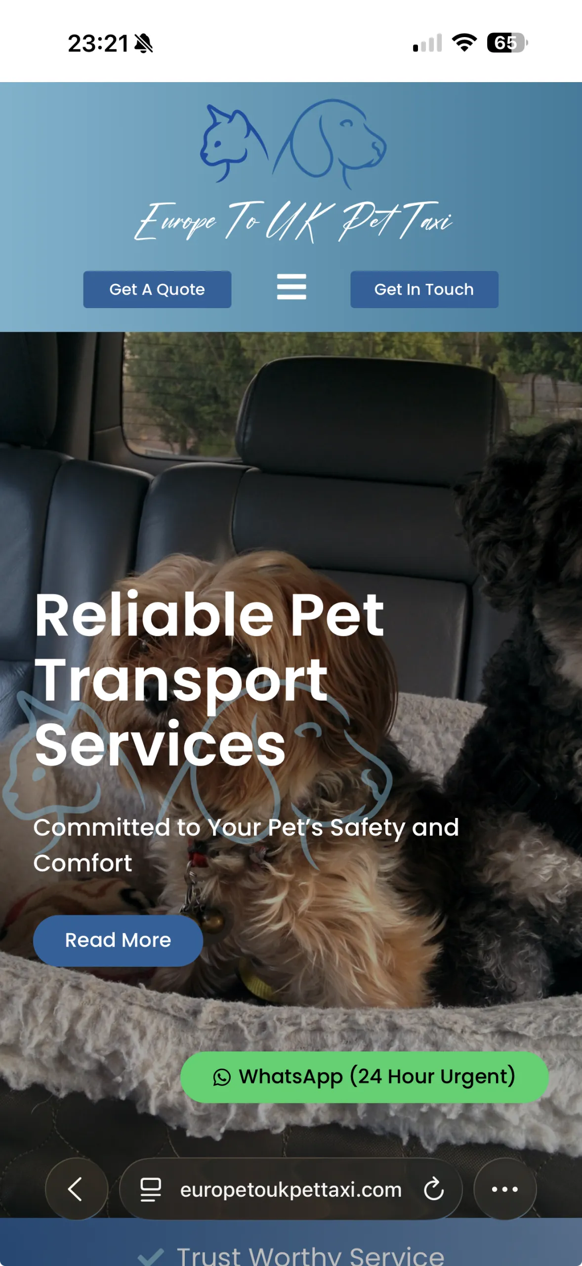 Europe To UK Pet Taxi mobile screenshot